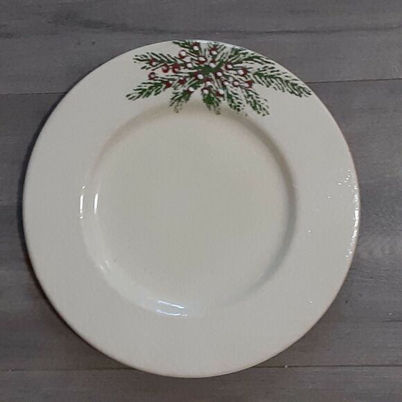 Set 4 Furio Italy Christmas Pine 9″ Salad Plates Raised Glaze Art Pottery - Picture 4 of 4